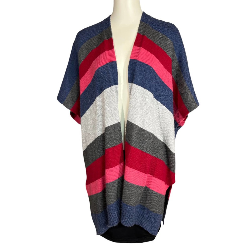 Gap (OS) Striped Poncho Sweater Navy Heather